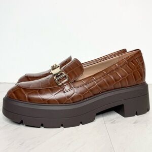 New! Naturalizer Nina Brown Crocodile Leather Lug Sole Loafer 9M